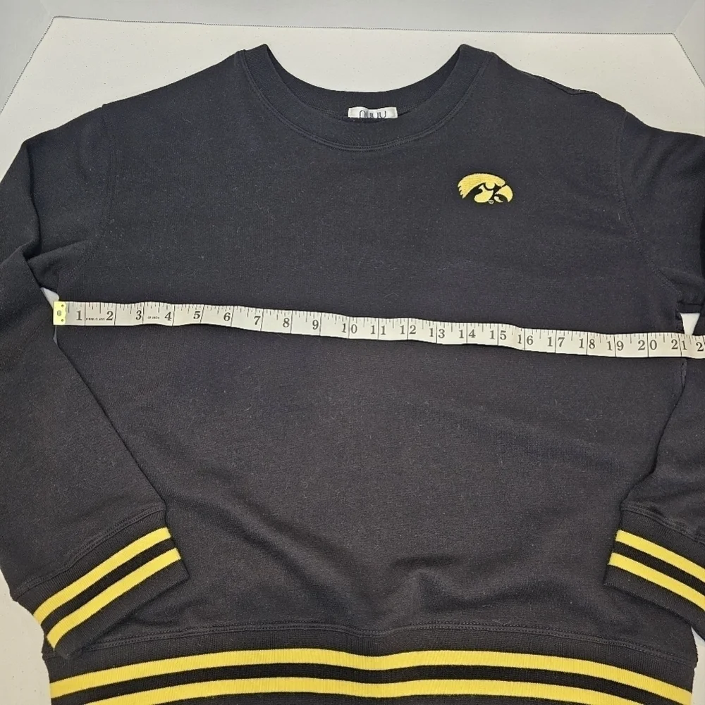 NUYU Hawkeyes Sweatshirt Women's Size Medium Black Embroidered Collage Mesh - Picture 6 of 9